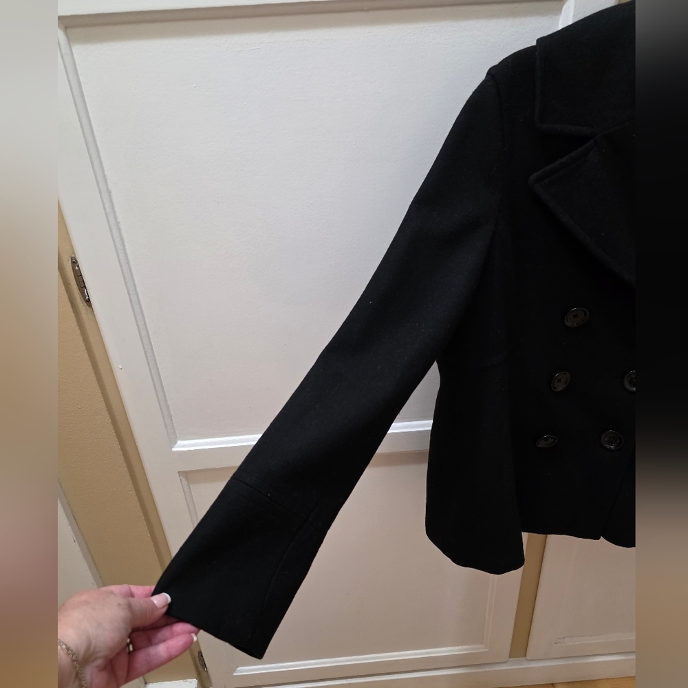 Michael Kors Classic Black Double-Breasted Women's Pea Coat - Picture 7 of 10